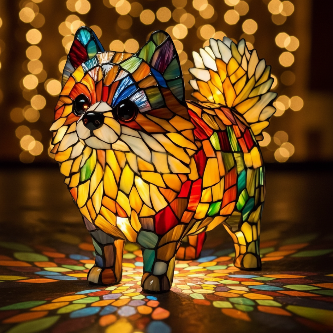 Lulu da Pomerânia – Luminária Artesanal em Vitral