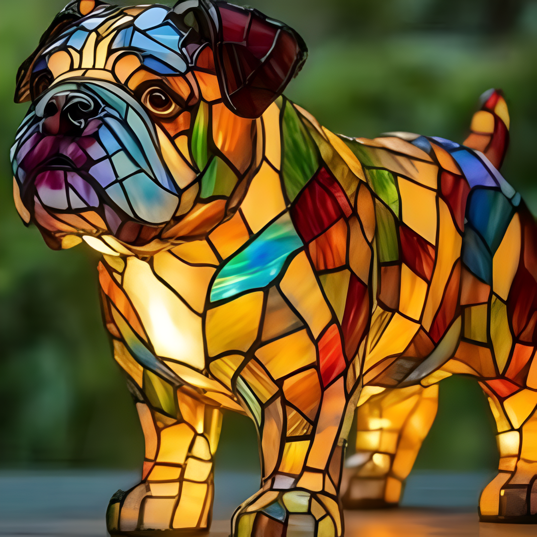 Cão Tommie – Luminária Artesanal em Vitral