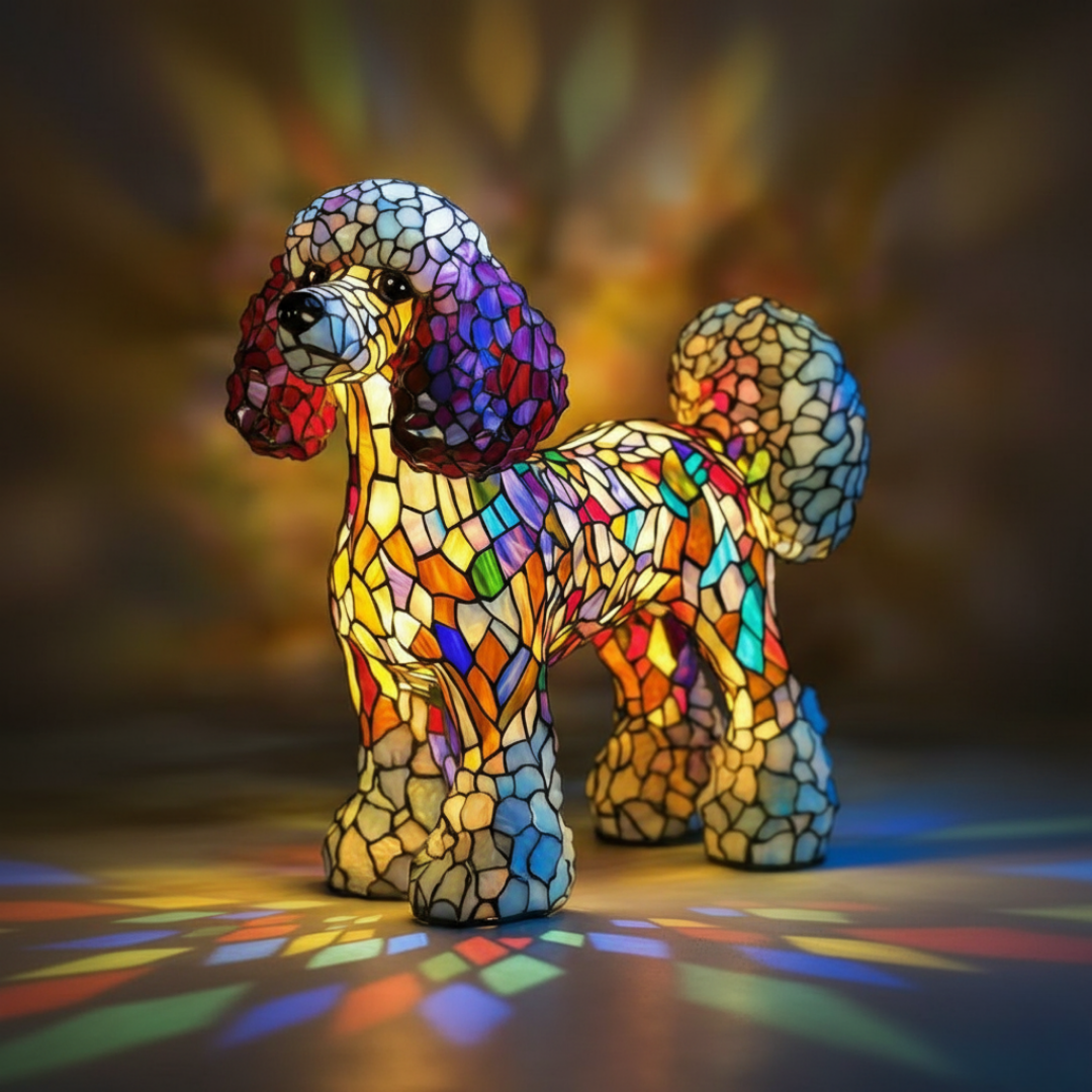 Husky Aurora Fiel – Luminária Artesanal em Vitral