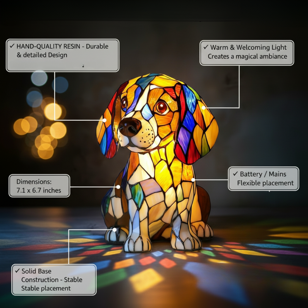 Beagle – Luminária Artesanal em Vitral