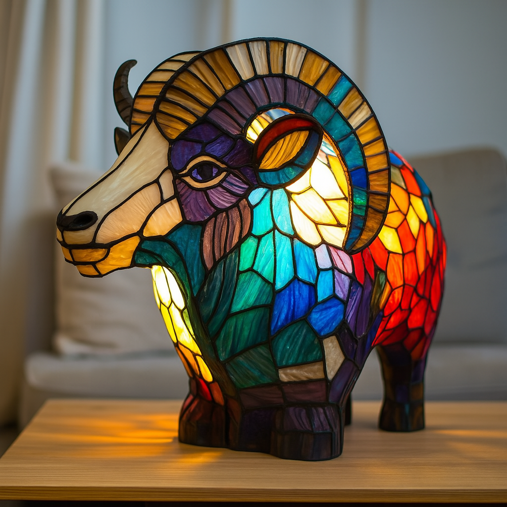 Cabra Jip Mágica – Luminária Artesanal em Vitral