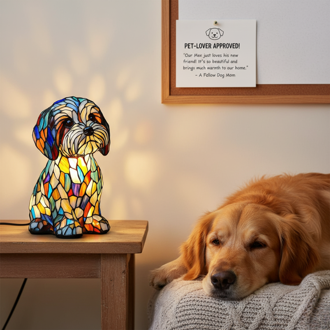 Cães Companheiros – Luminária Artesanal em Vitral