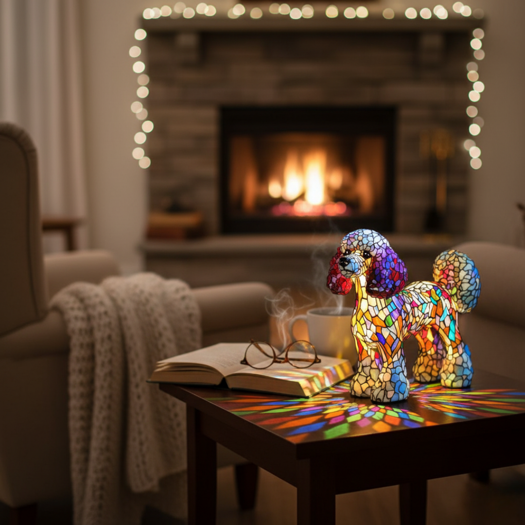 Husky Aurora Fiel – Luminária Artesanal em Vitral