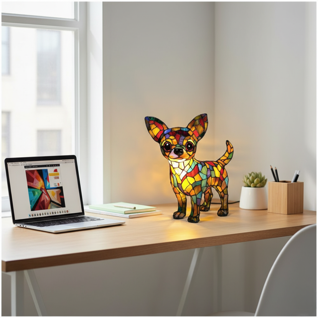 Chihuahua – Luminária Artesanal em Vitral
