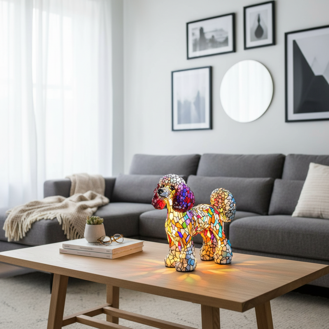 Husky Aurora Fiel – Luminária Artesanal em Vitral