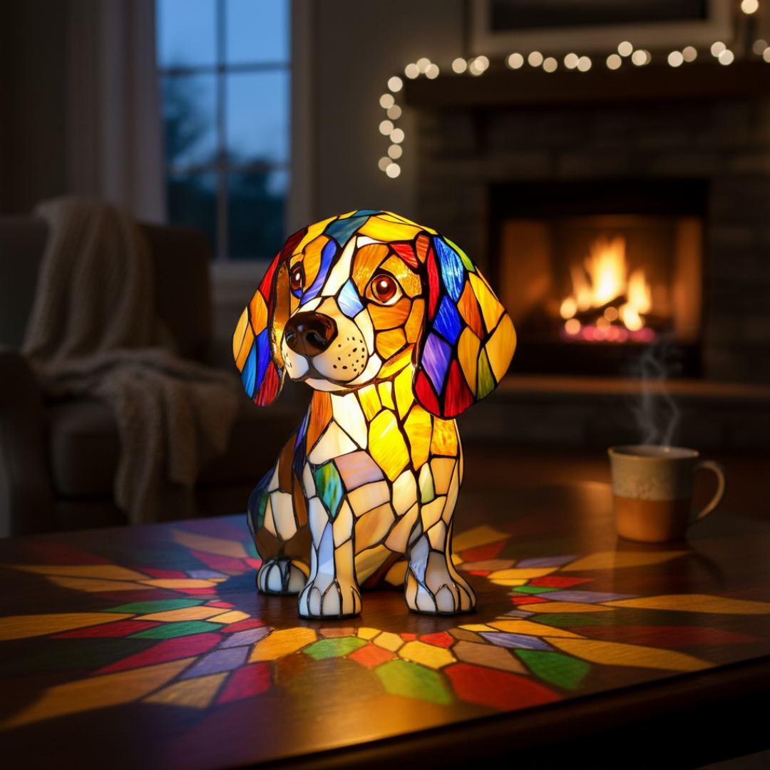 Beagle – Luminária Artesanal em Vitral