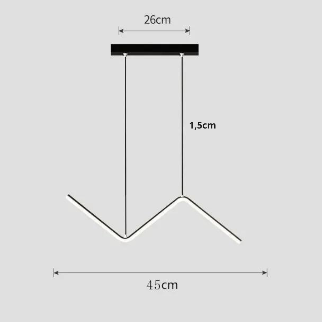 Luminária pendente em forma de Z