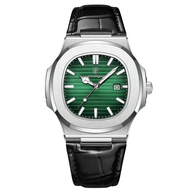 Relógio Quartzo Quadrado - Prata Verde