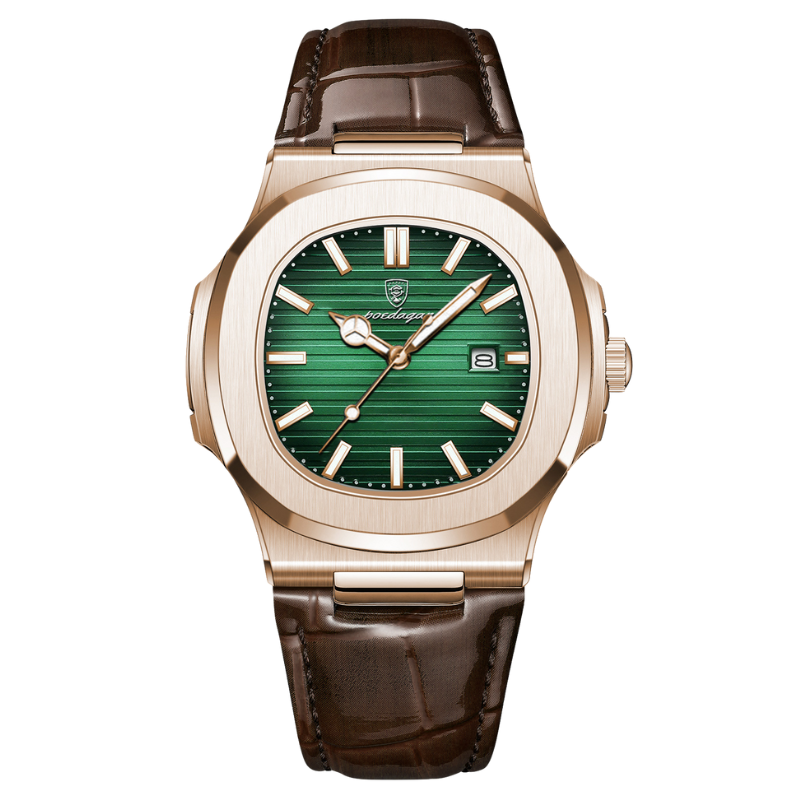 Relógio Quartzo Quadrado - Rosé Dourado Verde