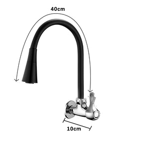 Gourmet Faucet com Jet Cone Duplo, Cozinha Faucet Flexível, Parede Preta, 1/4 Voltar