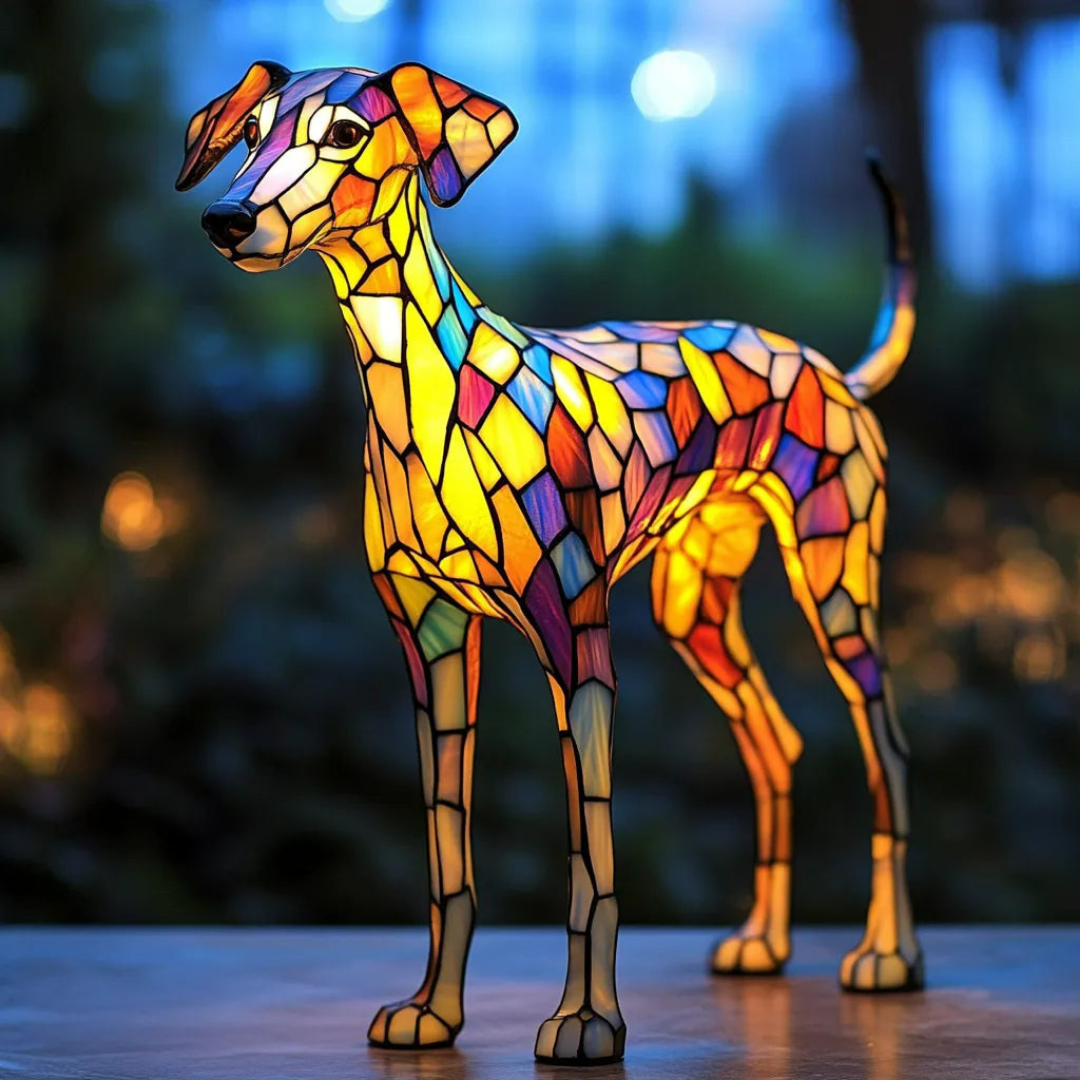 Whippet Vitral – Luminária Artesanal em Vitral