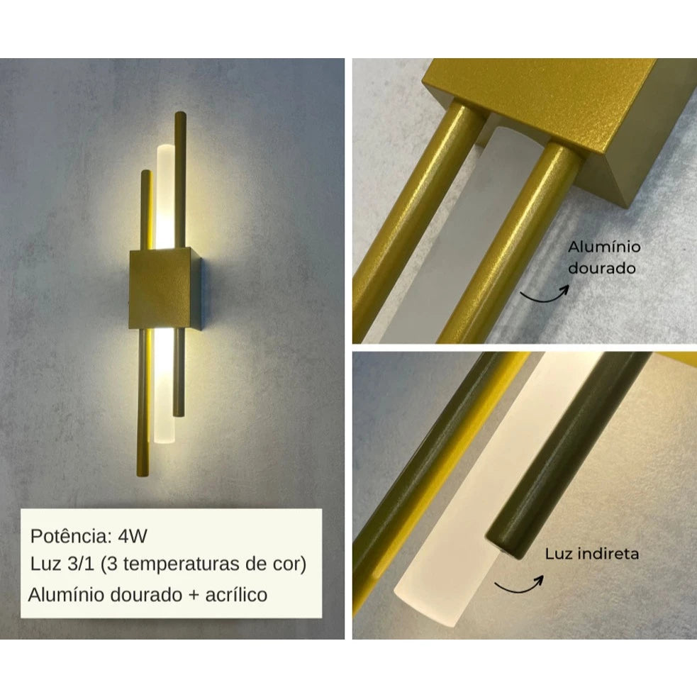 Arandela de parede Led linha cobre
